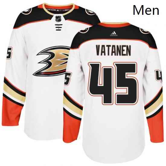 Mens Adidas Anaheim Ducks 45 Sami Vatanen Authentic White Away NHL Jersey
